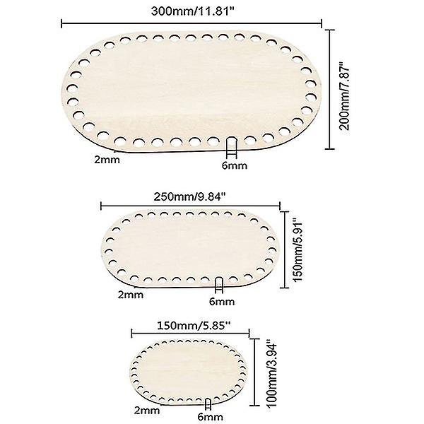 3 stk. Træbund til DIY Strikning/Hæklet Taske - Formbund med Huller