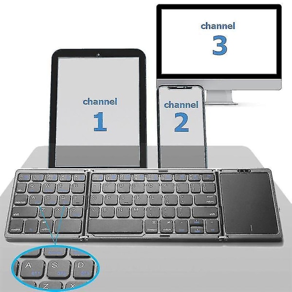Bærbart mini sammenleggbart trådløst Bluetooth 5.1-tastatur, svart