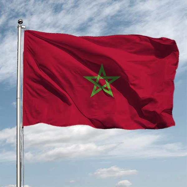 Ma Mar Konungariket Marockos flagga 90x150cm Marokko Marockanska nationella flaggor Grön Pentagon Röd Design Banner Flagga, Kina,