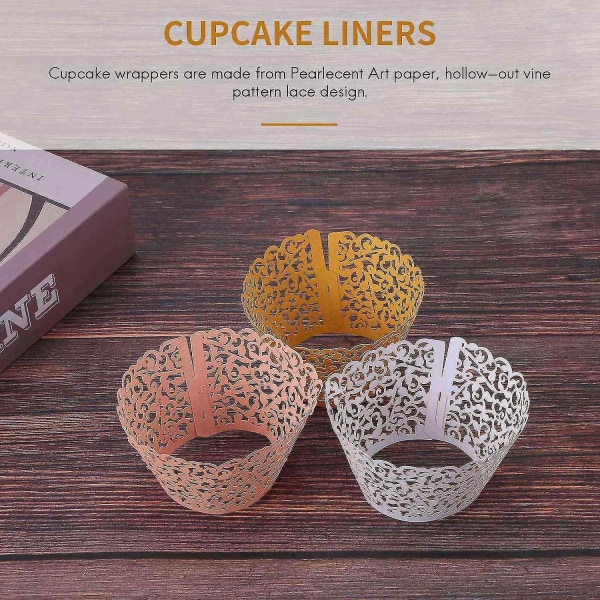 150 st Vita Cupcake Wrappers Spets Cupcake Liners Cupcake Papers Cupcake Cups Fodral För Bröllop Bir