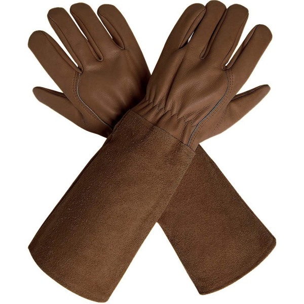 Rose Pruning Gloves, Goatskin Leather Gloves With Extra Long Cowhide Leather Sleeves For Men And Women, Puncture-resistant Gardening Work Gloves For P