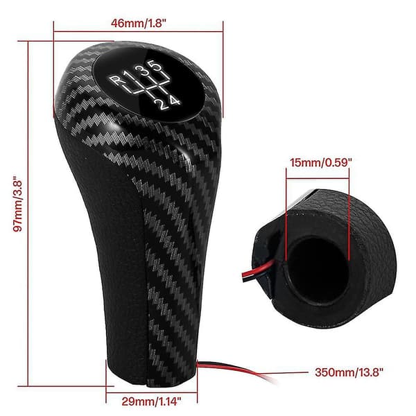 Fiber 5 Speed Gearskiftehåndtag Med LED-baglygte Gearskifter til E46 E90 E91 E92 X1 X3 X5