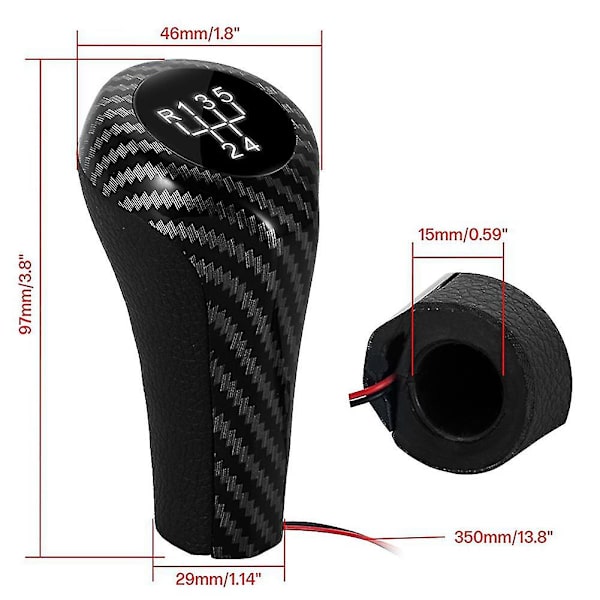 Fiber 5-trinns girskiftknott med LED-bakskifter for E46 E90 E91 E92 X1 X3 X5