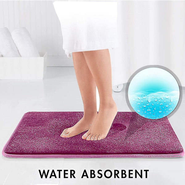 Wekity Memory Foam Badematte Sklisikker Absorberende Super Koselig Fløyel Baderomsmatte Teppe (17 Tommer X 24 Tommer, Lilla)