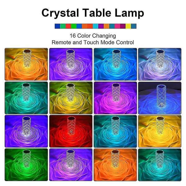 Crystal Touch Bordlampe Led Nattlys, 16 farger Usb Rech