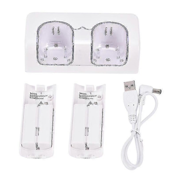 Oppladbare batteripakker og dobbel lader ladestasjon passer for Wii Remote Ny