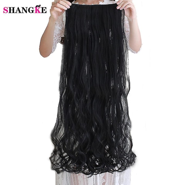 Shangke Syntetiskt 100 cm långt lockigt vågigt hårspänne i hårförlängning Värmebeständigt naturligt hårstycke Svart Brunt För kvinnor Dark Brown 80CM