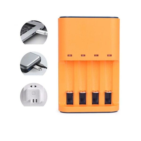 Hurtiglading Adapter Usb 4 Spor Batterilading Verktøy For 1 Til 4stk Aa/aaa