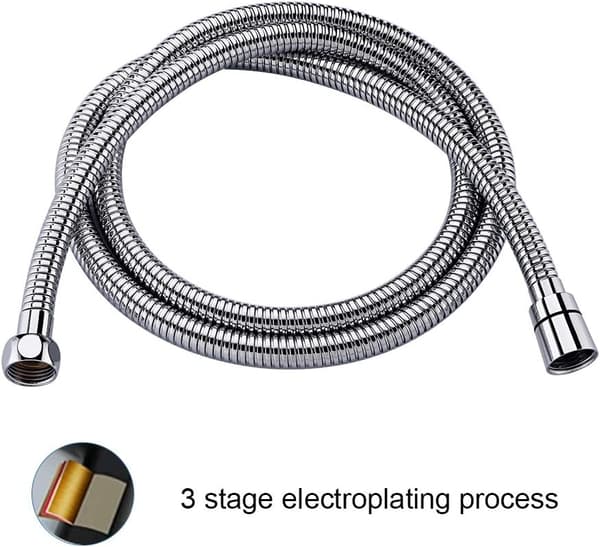 Anti-twist badslang, 2,0 m duschslang, stål, silver