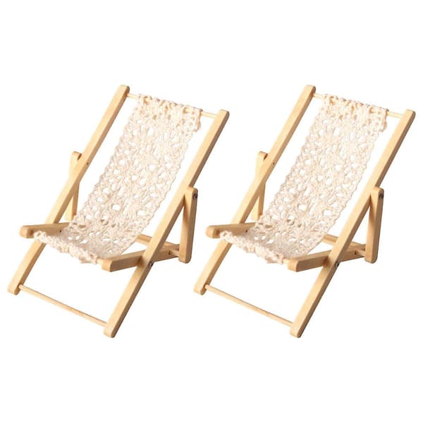 2 stk. Simulerede Strand Longue Model Dukkehuse Miniature 1/12