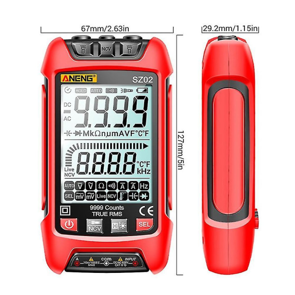 Smart Digital Multimeter True Auto Elektrisk Kapacitans Me