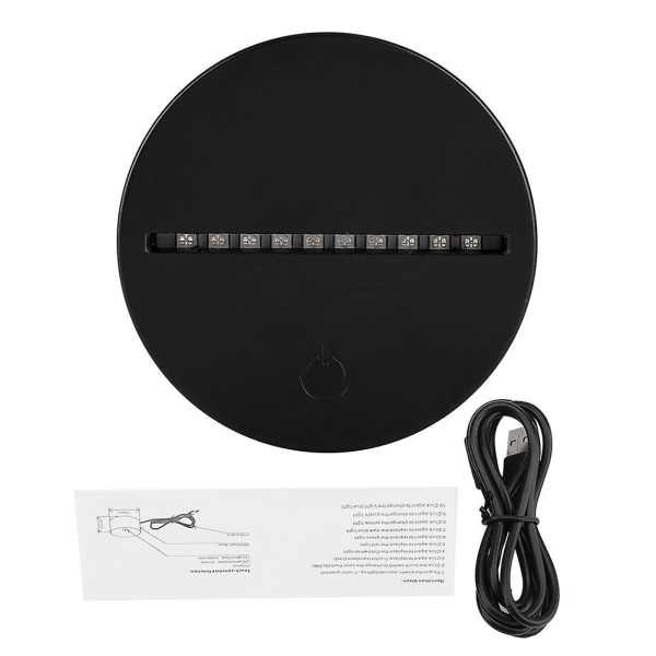 3w 5v USB 3d nattljus touchkontroll led bordsbordslampa sockel (svart sockel & ingen fjärrkontroll)