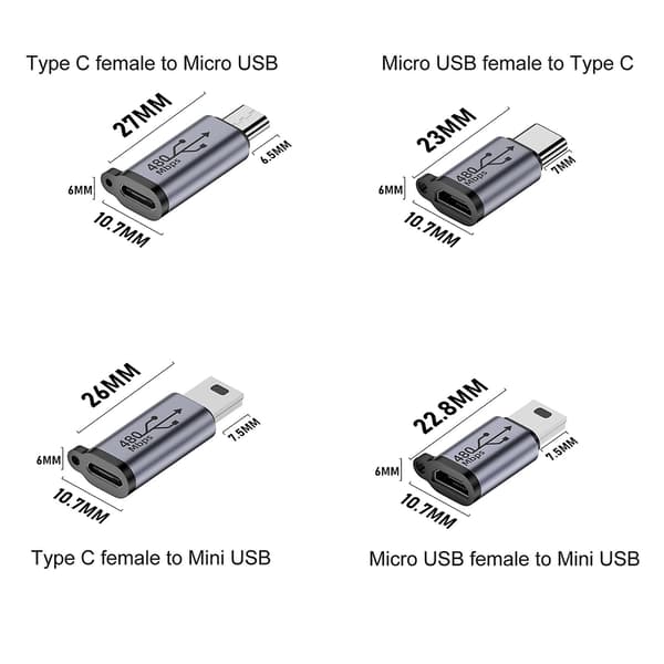 Usb-c till Micro Usb-adapter Typ-c hona till Micro Usb hane-omvandlare kontakt Micro to Type C