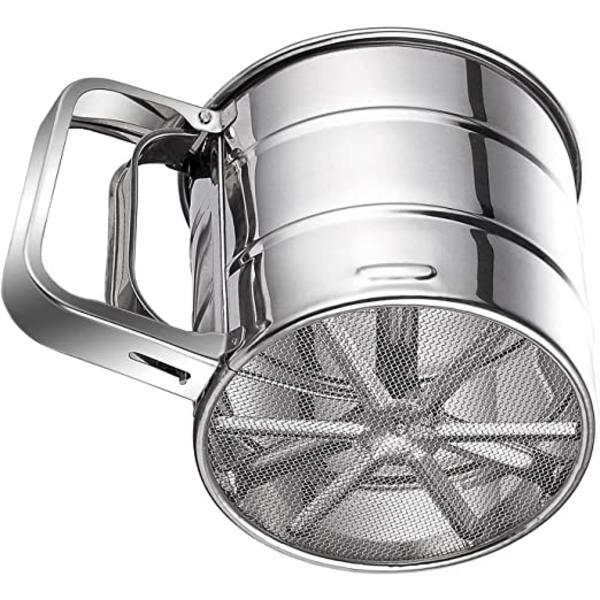 Melsifter, Rustfri Stål Sifter til Bagning, Dobbeltlags Sifter, Pulver Sukker