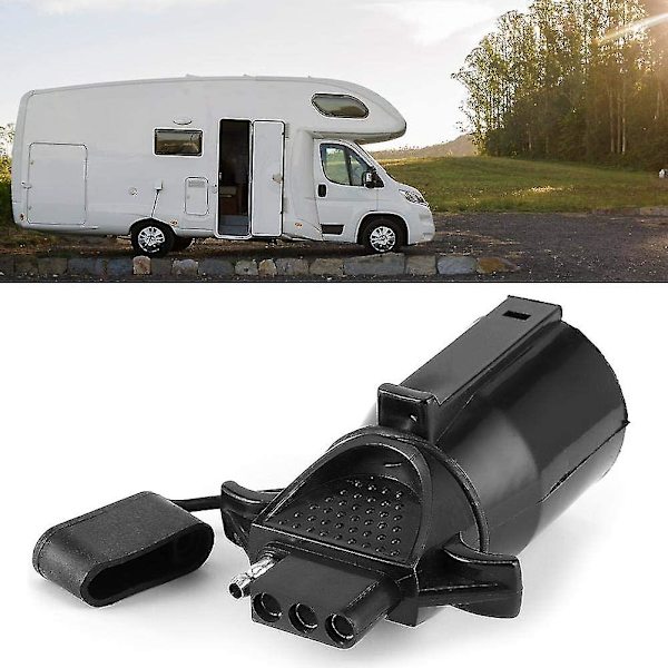 Trailer Adapter Stik, Trailer Adapter 7 Pin Rund Til 4 Pin Flad Vandtæt Us Stik Til Rv Trailers(1stk,sort)