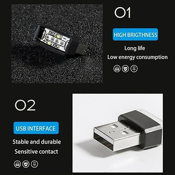 Auton USB-LED-yölamppu avustettuna yöllä