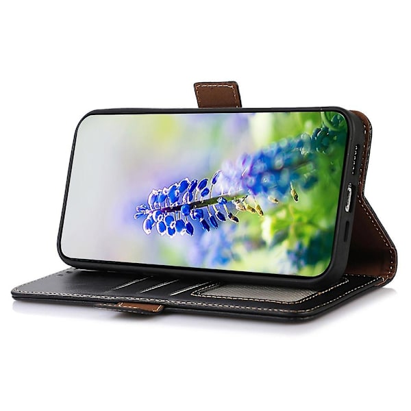 RFID-blockerande plånboksfodral i äkta läder till Asus Zenfone 10 5G/Zenfone 9 5G Black