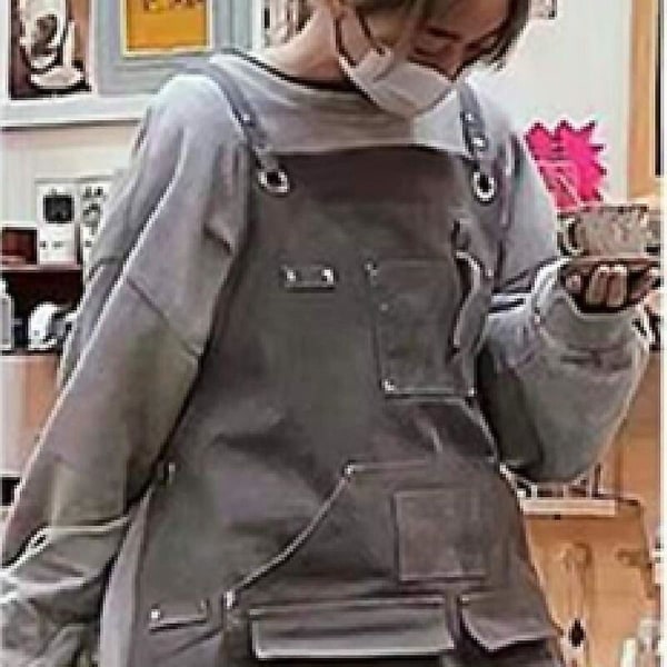 Haveforklæde Arbejdsforklæde - Justerbare krydsremme med lommer kan bruges til træbearbejdning, svejsning, haveredskaber, maskiner og mere. - Grå