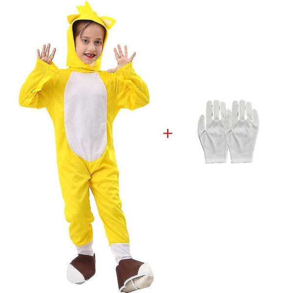 Cosplay kostymer Kids Mus Party Jumpsuit + Hansker Sonic Yellow S