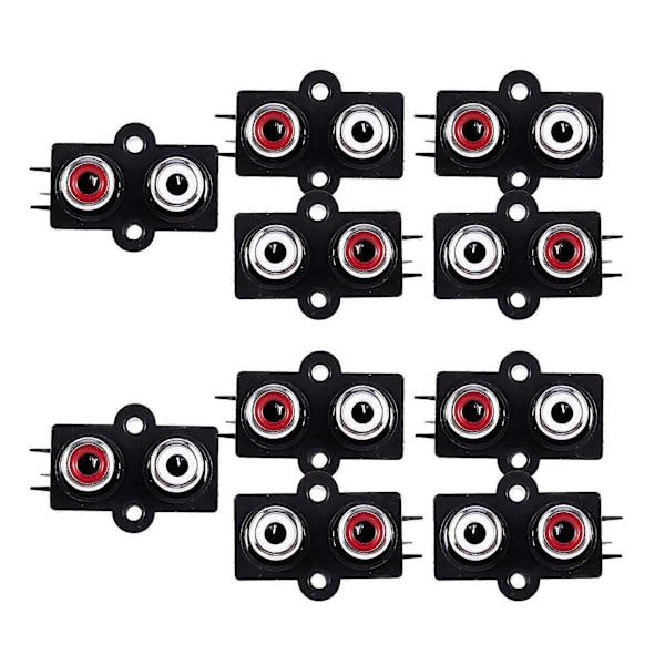 10 stk PCB-monterede 2-position Stereo Audio Video Jack RCA-hun-stik