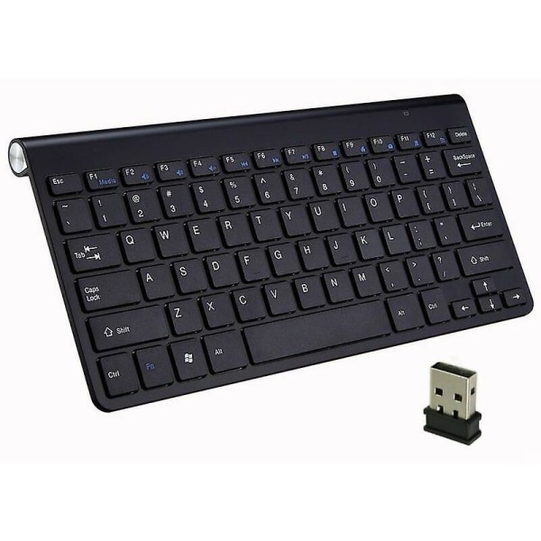 Trådløst tastatur, mini usb, ergonomisk, stillegående, gummi for pc, bærbar PC, TV, datamaskin