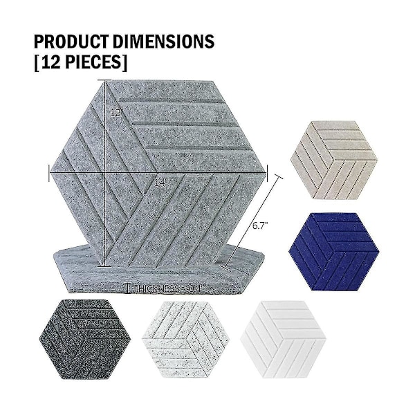 Ljudisoleringspaneler Hexagon Självhäftande, 12 st Akustikpanel, Ljuddämpande panel för studio av