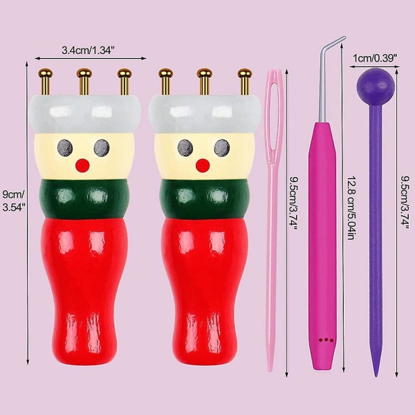 Fransk strikkeverktøy 2-pakning, tre strikkeverktøysett spole strikkeverktøy dukke strikkevev leketøy for å lage
