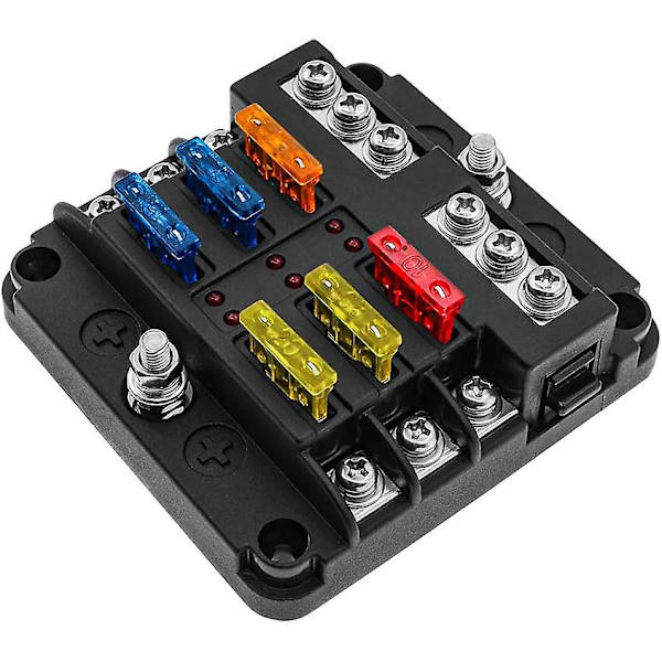 12v 6-tie fuse box - 16 sulakkeella ja LED-ilmaisimilla