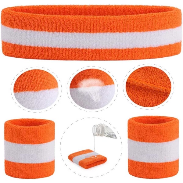 Pannebåndsett (3 deler) Sportspannebånd Stripete armbånd