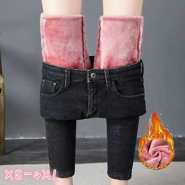 Vinter varme højtaljede fløjlsjeans til damer at bære strømpebukser Varme til damer Denim Pencil Jeans Kvinders tykke vinterbukser
