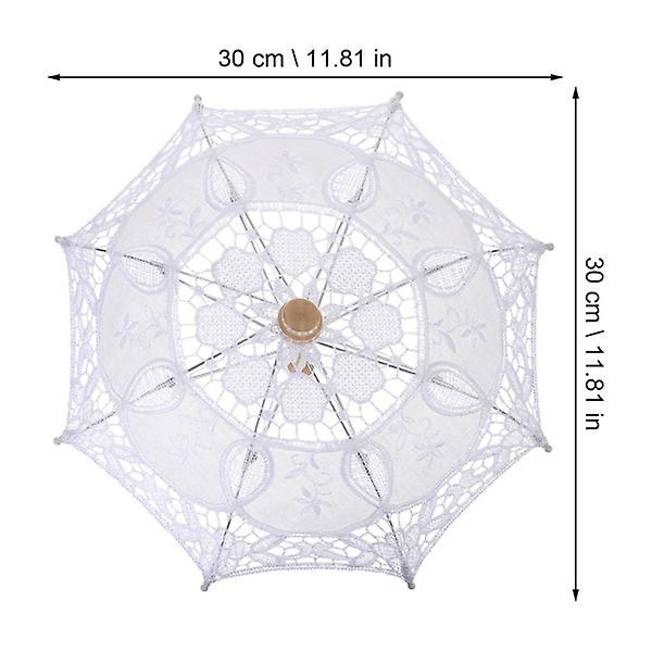 Hvid Brudeparasol i Bulk - Hvid Parasol til Bryllup - Blonder - Brudebruser