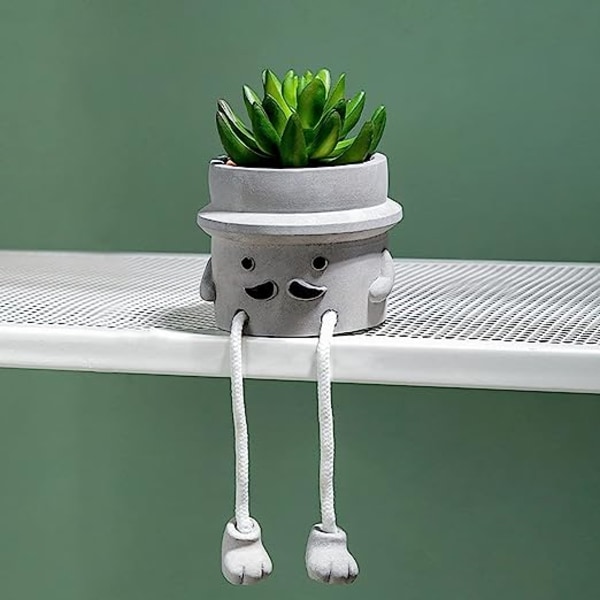 Keinotekoinen ruukkupuu, keinotekoinen mehikasvi, söpö roikkuva jalka, sementti P Mustache