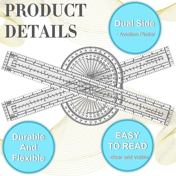 2 st Plotter Plotting Tool Flygplotter Sjökort Flygnavigering Plotter Pilot Tillbehör för Pi