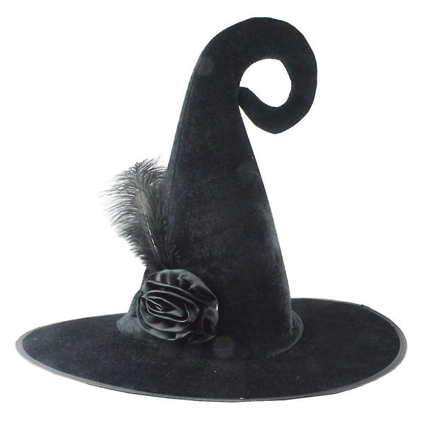 Svart flanellrosehatt til ballfest Halloween Magic Witch Hat