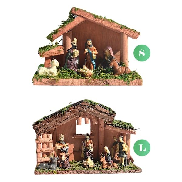 S Julkrubba Figurer Trä Julkrubba Med Julfigurer Trä Julkrubba Stall Inkluderar Maria Josef Vismän