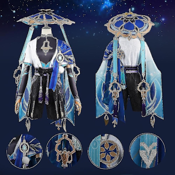 Scaramouche Cosplay Genshin Impact Kostym Peruk Hatt Full Set Anime Halloween Genshin Cosplay Wanderer Kostym Uniform För Mänprompt