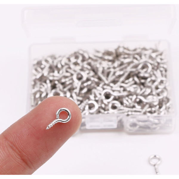 Mini metallbåge stift skruvögla krok - 300 st för konst och hantverk, gör-det-själv smyckestillverkning (10 x 4,5 mm)