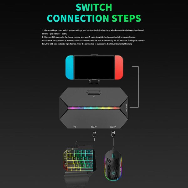 G6l-omvandlare + enhands tangentbord + mus + musmatta-set för Switch Ps4 5 konsolhandkontrollomvandlare