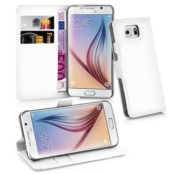 Samsung Galaxy S6 Cover Case Case - korttipaikalla ja telinetoiminnolla Arctic white