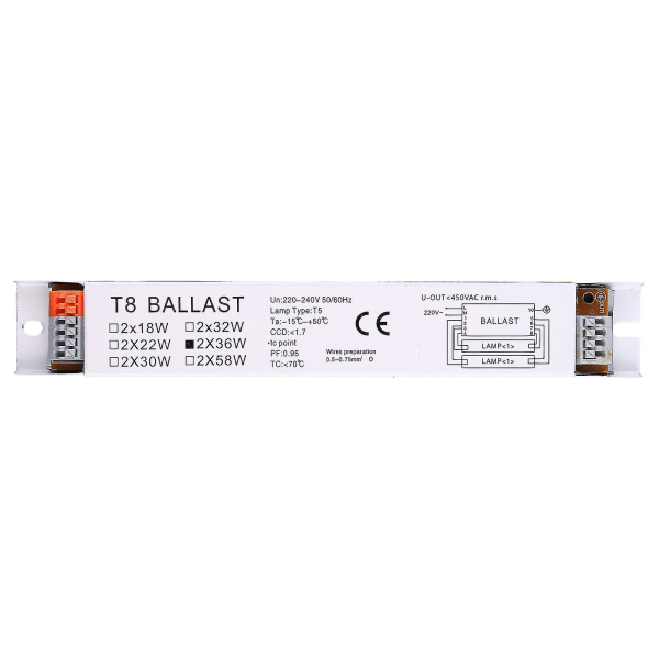 220-240v AC 2x36w Wide Voltage T8 elektroniska ballastfluoror