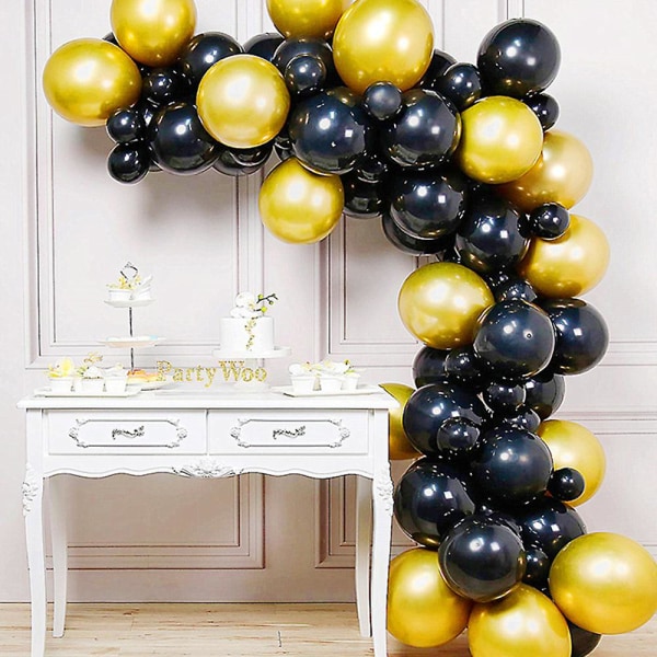 50 kpl mustia ja kultaisia ​​ilmapalloja - metallinvihreitä ilmapalloja kultaisella konfetilla, täydelliset syntymäpäiviin, valmistujaisiin, Halloween-juhlakoristeisiin (n.
