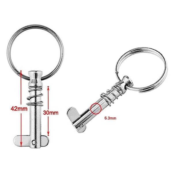 Båtstift Snabbfrigöringsstift 1/4\" x 1\" med droppkamera och fjäder med dragring
