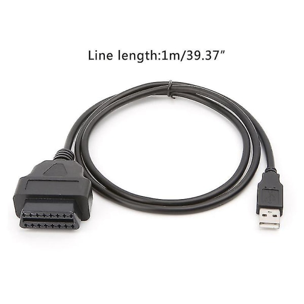 16pin Obd2 til USB-port Laderadapter Kabelkontakt Diagnoseverktøy