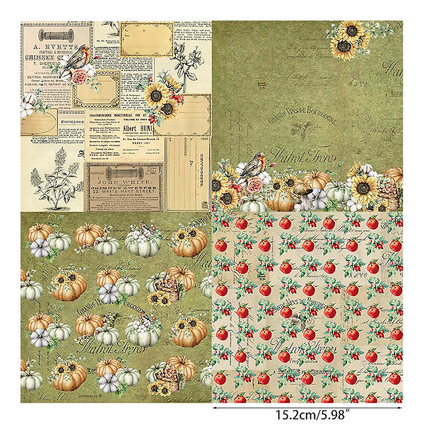 24 stk 6x6'' Høstgresskar Mønster Bakgrunnsblokk Papir For Scrapbooking Dekor Journal Album Diy Memopads Håndlaget