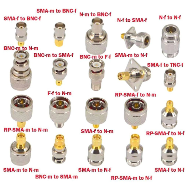 20 stk N Type BNC TNC SMA RF Stikadapter Kit Testkonverter