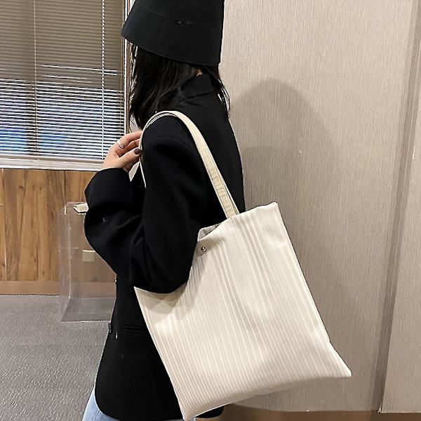 Fashion Damväska för Kvinnor PU Läder Lätt Axelväska Plisserad Tote Bag Black