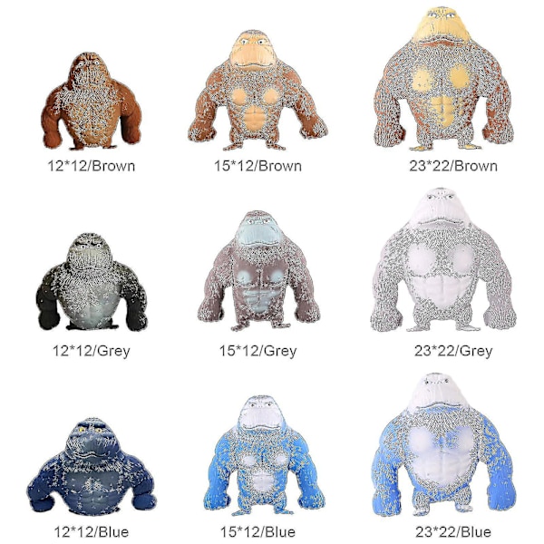 Ny  Gorillor Stretchy Spongy Squishy Monkey Gorilla Stress Relief Leksak Vent Docka Ny                 Sellwell Grey 15*12m