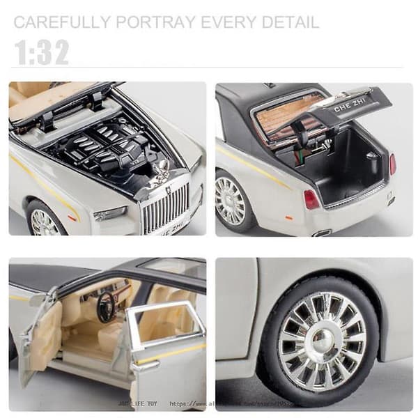1/32 Legering Diecast Rolls-Royce Phantom Model Legetøjsbil Simulering Diecasts & Legetøjsbiler Lydlys Samling Legetøj Til Drengegave