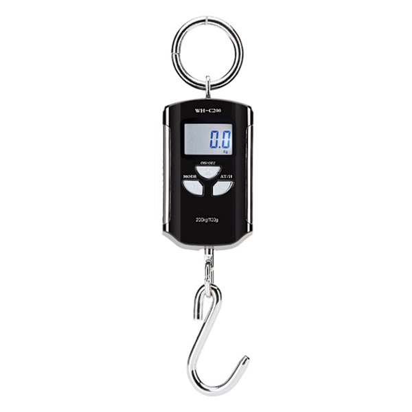Digital hengende vekt 200kg/ 440lb bærbar kranvekt Lcd bakgrunnsbelysning stål krokskalaer for gård fiske jakt matmarked utendørsarbeid