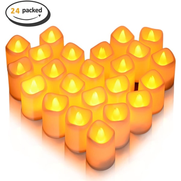 LED-kynttilöitä, teevaloja 24 Realistista välkkyvää lieketöntä Ca